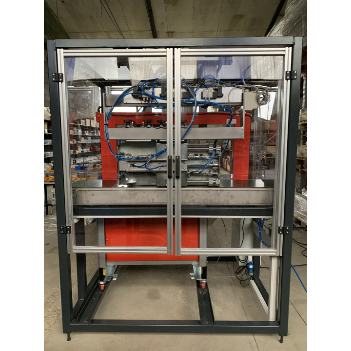 Inline compression and strapping unit fully automatic